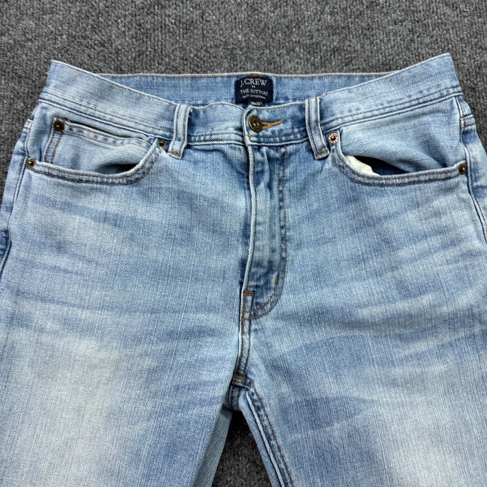 J.Crew The Sutton Jeans Mens 30x32 (32x31) Light Blue Straight Fit Stretch - Picture 3 of 15